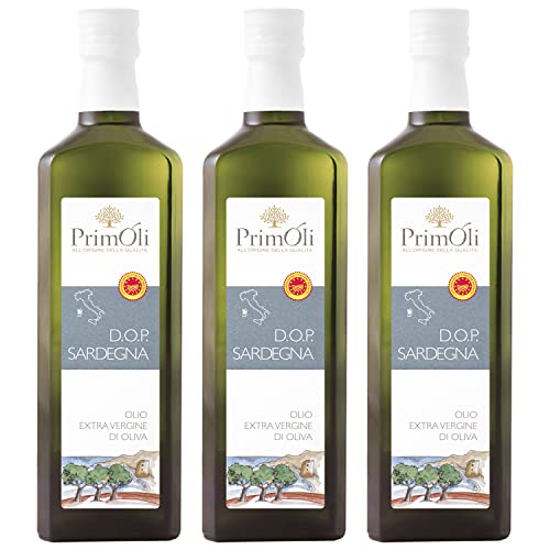 PrimOli Kaltgepresstes Olivenöl D.O.P. SARDEGNA von der italienischen Insel Sardinien, fruchtig, ideal zu hausgemachter Pasta und Lammbraten, 3x500 ml von PrimOli