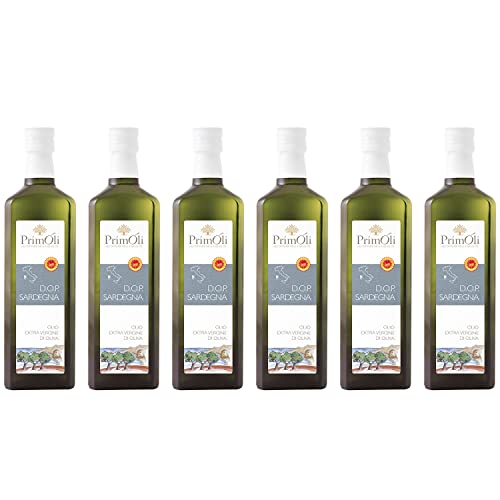 PrimOli Kaltgepresstes Olivenöl D.O.P. SARDEGNA von der italienischen Insel Sardinien, fruchtig, ideal zu hausgemachter Pasta und Lammbraten, 6x500 ml von PrimOli