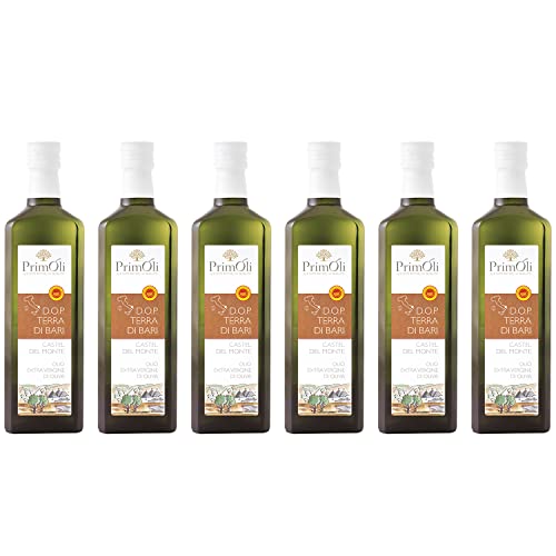 PrimOli Kaltgepresstes Olivenöl D.O.P. TERRA DI BARI aus Apulien, in Süditalien, intensiv fruchtig, ideal zu Pasta und Gemüse der Saison, Suppen oder Braten, 6x500 ml von PrimOli