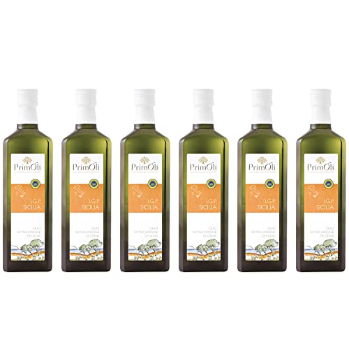 PrimOli Kaltgepresstes Olivenöl I.G.P. SICILIA von der italienischen Insel Sizilien, fruchtig, ideal zu Gemüsesaucen, gegrilltem Fisch und Frischkäse wie Ricotta, 6x500 ml von PrimOli