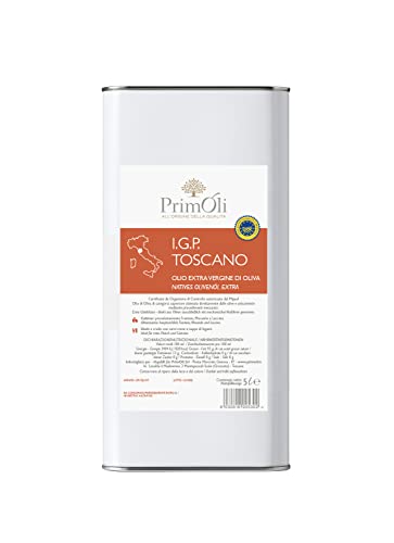 PrimOli Kaltgepresstes Olivenöl I.G.P. TOSCANO von Früchten der TOSCANA, intensiv fruchtig, zu rustikalen Suppen, Carpaccio mit Rucola, Bruschetta oder Wild, 5000ml von PrimOli