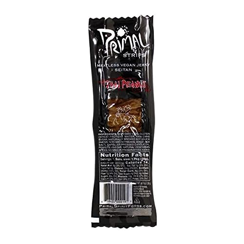 Primal Spirit Vegane fleischlose Jerky Strips mit energiereichen,proteinreichen,gentechnikfreien,93% fettfreien Snacks 1 Packung mit 1 Primal Spirit Vegane fleischlose Jerky Strips mit energiereichen,proteinreichen,gentechnikfreien,93% fettfreien Snacks 1 Packung mit 1 von Primal Spirit Foods