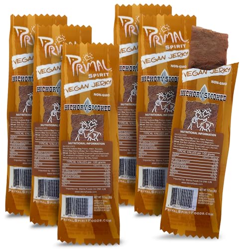 Primal Spirit Vegane fleischlose Jerky Strips mit energiereichen,proteinreichen,gentechnikfreien,93% fettfreien Snacks 6 Packung mit 6 von Primal Spirit Foods