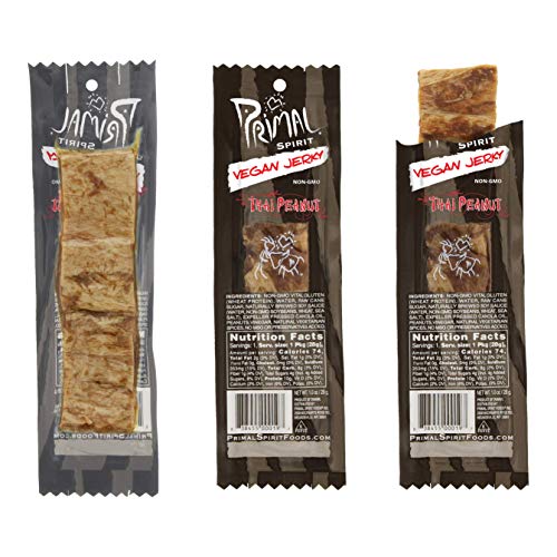 Primal Vegan Jerky | Seitan - Thai Peanut Jerky | 1 x 28g von Primal Spirit Foods
