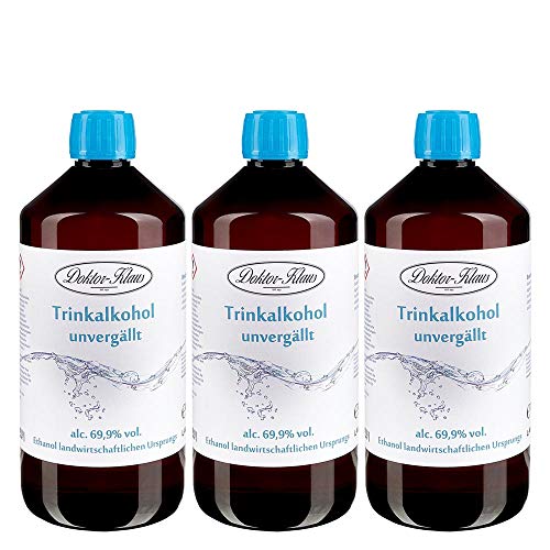 3 x 700ml Primasprit/Trinkalkohol/Weingeist/Ethanol 69.9% Vol. Alc. in brauner PET Flasche mit OV von Doktor Klaus 3 x 700ml Primasprit/Trinkalkohol/Weingeist/Ethanol 69.9% Vol. Alc. in brauner PET Flasche mit OV von Doktor Klaus von Primasprit
