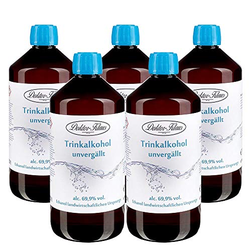 5 x 700ml Primasprit/Trinkalkohol/Weingeist/Ethanol 69.9% Vol. Alc. in brauner PET Flasche mit OV von Doktor Klaus 5 x 700ml Primasprit/Trinkalkohol/Weingeist/Ethanol 69.9% Vol. Alc. in brauner PET Flasche mit OV von Doktor Klaus von Primasprit