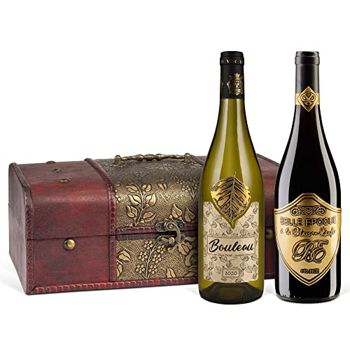 Belle Epoque & Bouleau - 2er Wein-Set in Antik-Style Holzkiste (2 x 0,75 l) von Prime Presents
