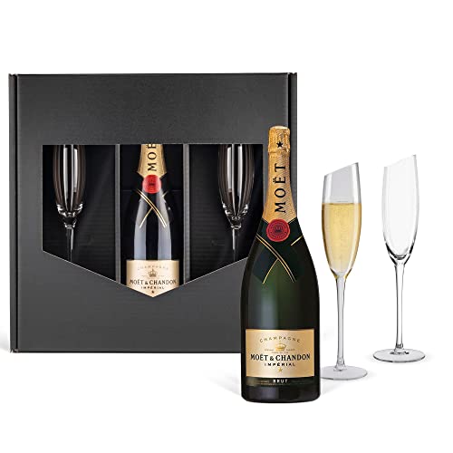 Prime Presents Champagner Geschenkset: Moet & Chandon (0,75 l) mit 2 Champagner-Gläsern von Wertmann-living von Prime Presents