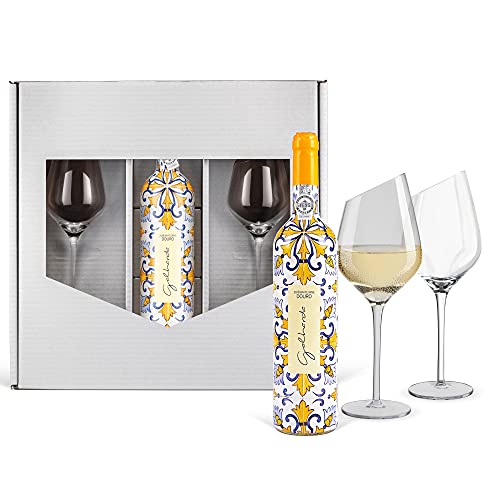 Galharda Branco - der 'galante' Weißwein aus dem Douro-Tal (0,75 l) im Set mit 2 stilvollen Weiß-Weingläsern (original Wertmann) von Prime Presents