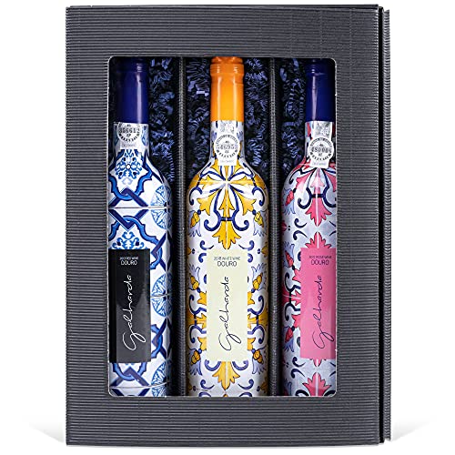 Galharda Exklusiv - 3 Spitzenweine aus dem Douro-Tal in einem Set -Galharda Tinto, Rosa & Branco Douro (3 x 0,75 l) im typischen Design der portugiesischen Keramikfliesen von Prime Presents