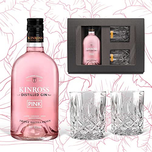 Gin Geschenkset Kinross Pink Gin (0,7 l) mit 2 Tumblergläsern - Prime Presents von Prime Presents