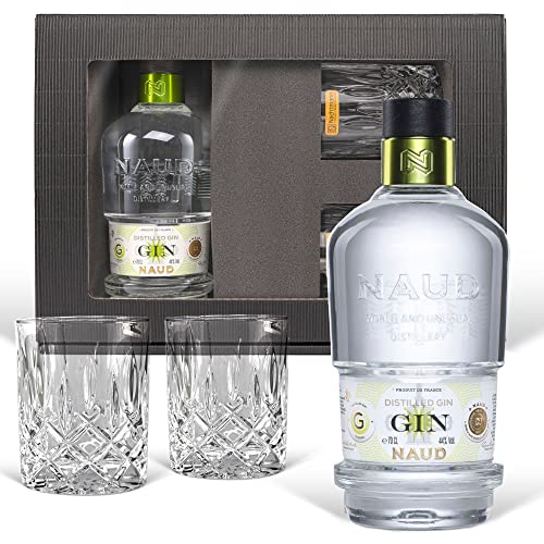 Naud Dry Gin (0,7 l) Geschenk inkl. 2 Tumblern in der Geschenkbox - der Geheimtipp unter Kennern! Experte, Genießer, Designer-Flasche von Prime Presents