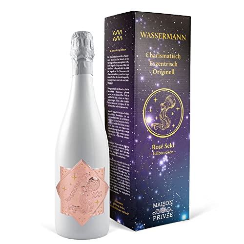 Sektgeschenk für das Astrologie Sternzeichen Wassermann (0,75 l) Rosé Sekt (Schaumwein aus Deutschland) von Prime Presents