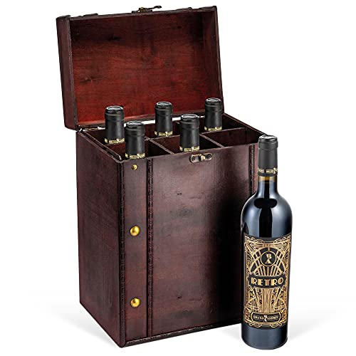 Wein Geschenk 6er Set Retro Rotwein Cabernet Sauvignon in antiker Holzkiste - Maison Privée - (6 x 0,75 l) von Prime Presents