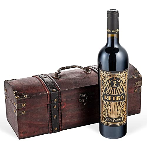 Wein Geschenk: RETRO in Antik-Style Holzkiste - Rotwein, Frankreich, Cabernet Sauvignon trocken (0,75 l) von Prime Presents