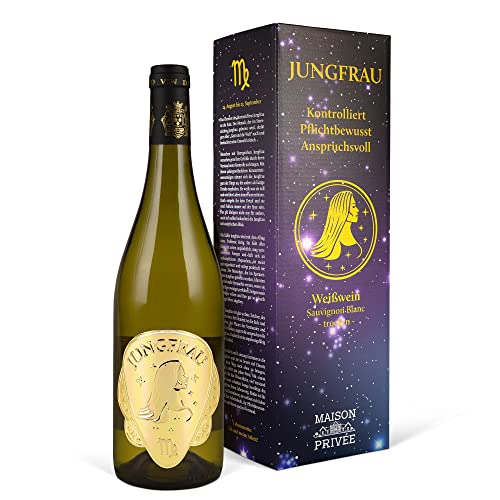Wein Geschenk für das Astrologie Sternzeichen Jungfrau (0,75 l) Weißwein (Sauvignon Blanc, trocken, Frankreich) von Prime Presents