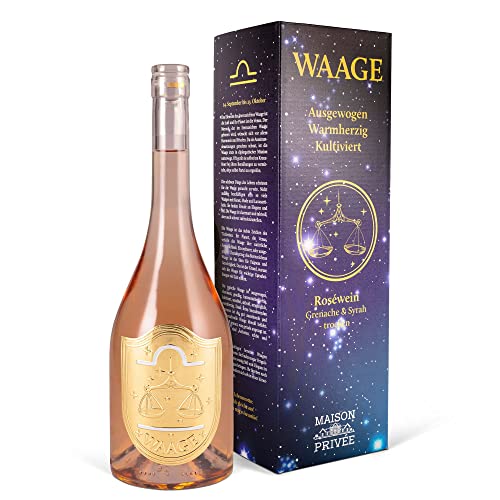 Wein Geschenk für das Astrologie Sternzeichen Waage (0,75 l) Rosewein (Grenache & Syrah, Frankreich) von Prime Presents