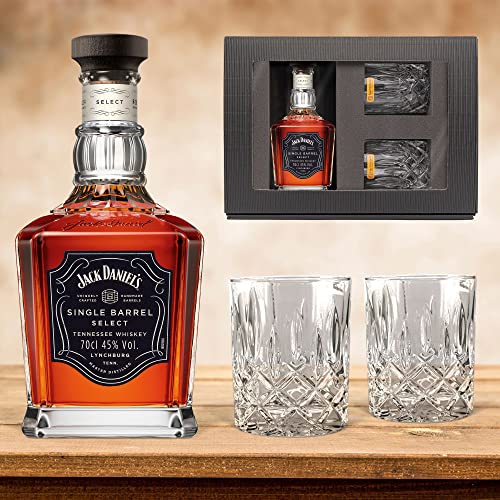 Whisky Geschenkset Jack Daniel's Single Barrel Tennessee Whiskey (0,7 l) mit 2 Tumblergläsern von Prime Presents
