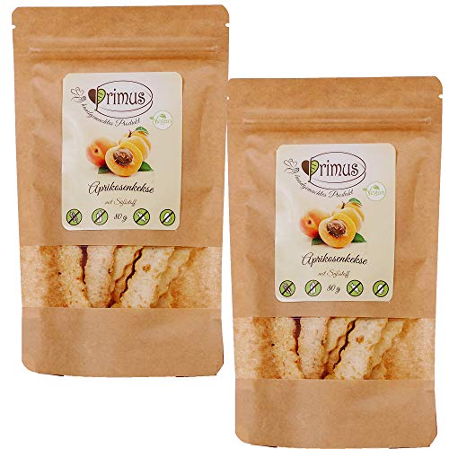 Primus Handgemachte Kekse mit Aprikose, 2x 80 g Doppelpack, knusprig-leckere Kekse ohne Zusatzstoffe, glutenfrei und vegan Primus Handgemachte Kekse mit Aprikose, 2x 80 g Doppelpack, knusprig-leckere Kekse ohne Zusatzstoffe, glutenfrei und vegan von Primus