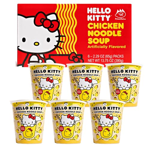 Hello Kitty Nudelsuppe, 65 g/Tasse, Huhngeschmack, 6 Stück Hello Kitty Nudelsuppe, 65 g/Tasse, Huhngeschmack, 6 Stück von Prince Katsu
