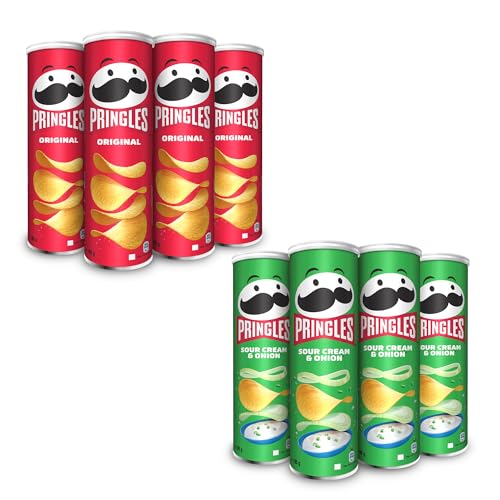 Pringles Klassiker Chips Mix (8 x 185 g) – Pringles Original & Pringles Sour Cream & Onion – der unwiderstehliche Snack-Klassiker in der praktischen Dose – Pop. Play. Eat. von Pringles