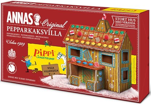 Pippi Langstrumpf Lebkuchenhaus "Villa Kunterbunt"/ Pepperkakshus Original aus Schweden (Bausatz) Original Annas für die Weihnachts- und Adventszeit - Abmessung aufgebaut ca. ca. 15x20x30cm (LxBxH) von PrintGreen!