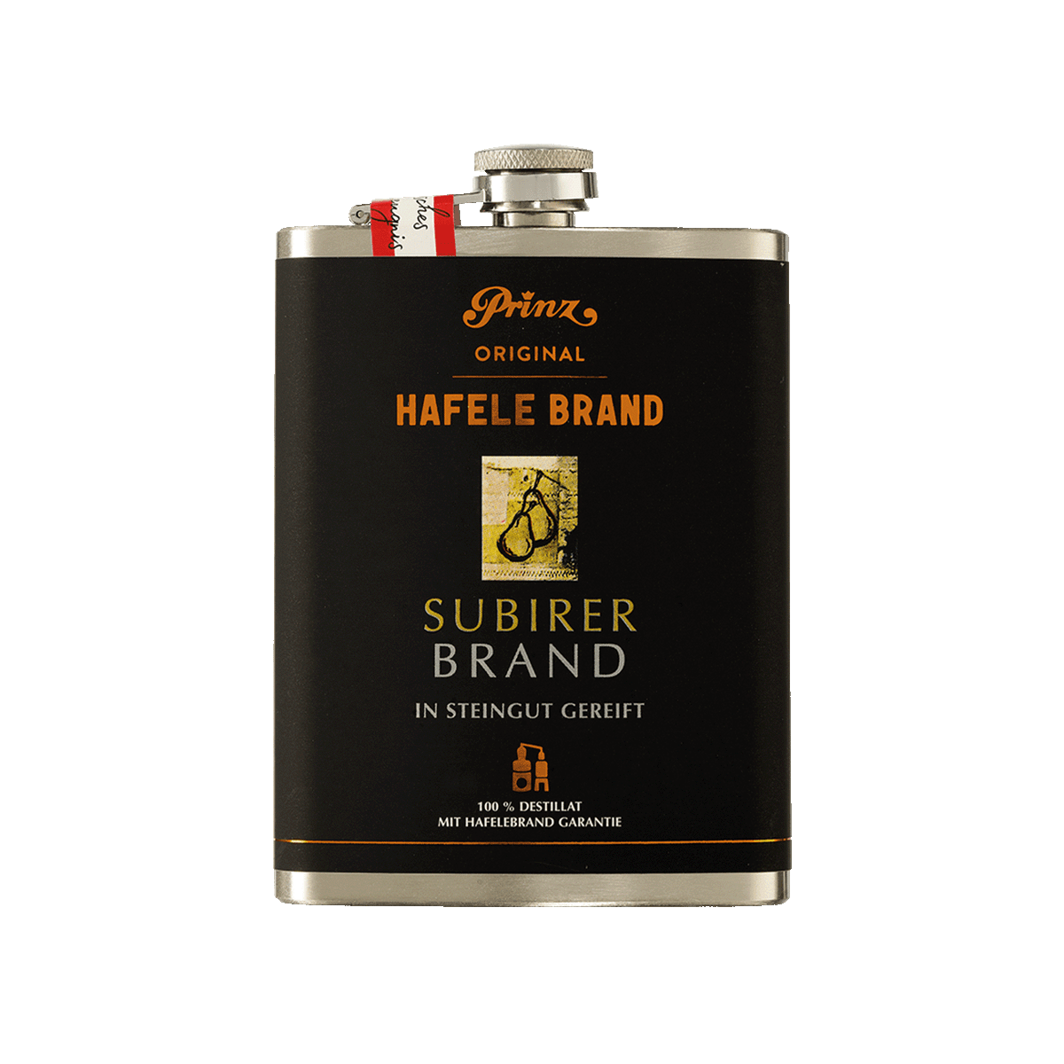 Edelstahl-Flachmann Hafele Saubirer 43% vol Edelstahl-Flachmann Hafele Saubirer 43% vol von Prinz Schnaps Feinbrennerei