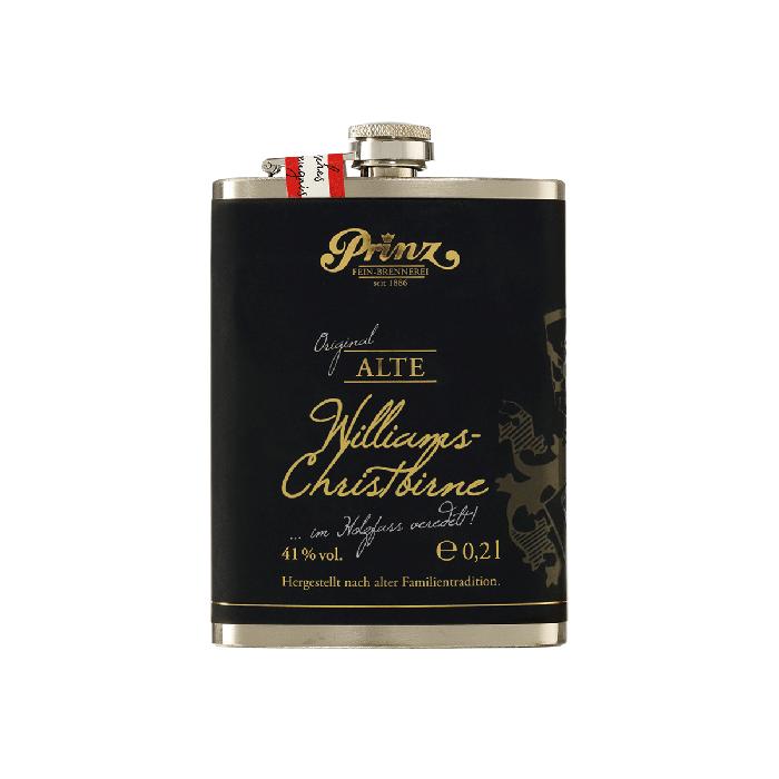 Edelstahl-Flachmann mit Alter Williams-Christbirne 41% vol Edelstahl-Flachmann mit Alter Williams-Christbirne 41% vol von Prinz Schnaps Feinbrennerei
