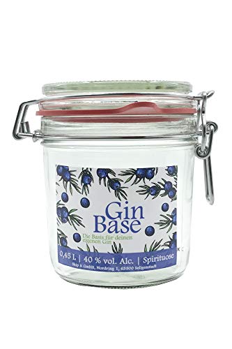 Alkoholbasis für Gin Baukasten - Weizenspirituose/Getreidespirituose als Basis für DIY Gin Sets in praktischem Drahtbügelglas - Gin Base 0,45l 40% vol. von Private-Gin