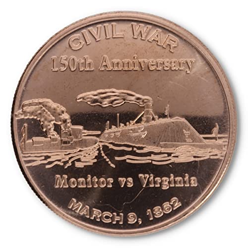 1 oz (1 AVDP-Unze) .999 fein Kupfermünze "CIVIL WAR - 150th Anniversary - Monitor vs. Virginia" von Private Mint