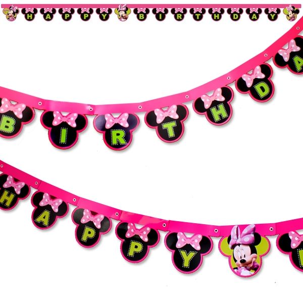 Minnie Buchstabenkette, 2m, Happy Birthday Partykette Minnie Mouse von Procos