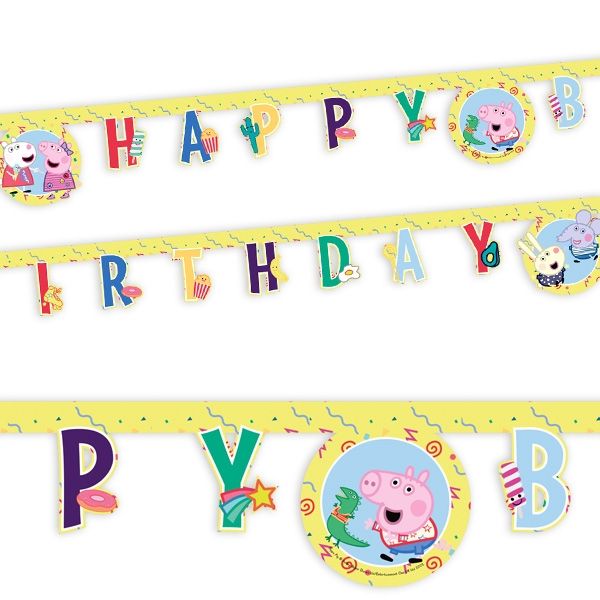 Peppa Pig Buchstabenkette, 2m lang, Happy Birthday von Procos
