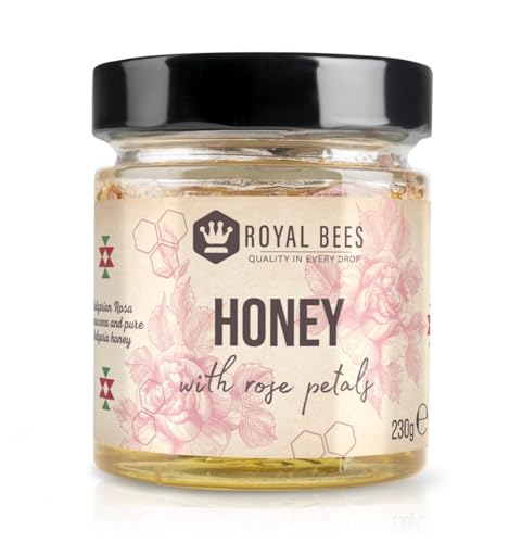Royal Bees Honig geschenk, Honig mini. Honey mit Rosenblätter aus Rosa damascena. Gesundheit geschenk für körperlichen & geistigen Tonus. 230 gramm. von Proparts
