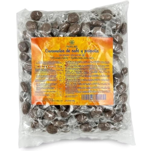 Propol-Mel - Kaffee und Propolis Bonbons 500g | Zuckerfrei | Glutenfrei | Handgefertigt in Spanien | Mund- und Halspflege | Intensiver Kaffee und Propolis | Gegen Schlechten Atem von Propol-mel