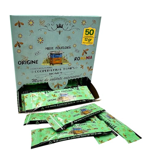 Propol-mel - Polyfloral Honig in Einzeldosis-Sticks | 12g x 50 Einheiten | 100% Natürlich und Rein aus Rumänien | Süß und Mild | Ideal für Tee, Kaffee, Desserts und Mehr Propol-mel - Polyfloral Honig in Einzeldosis-Sticks | 12g x 50 Einheiten | 100% Natürlich und Rein aus Rumänien | Süß und Mild | Ideal für Tee, Kaffee, Desserts und Mehr von Propol-mel