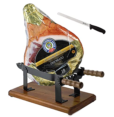 Prosciutto di Parma g.U. (Cav. U. Boschi) Ganz ohne Knochen + Schinken-einspannung + Messer für Schinken von Prosciutto di Parma Dop - Cav. Umberto Boschi