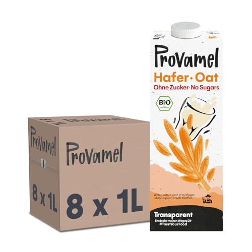 Provamel Organic-Bio Haferdrink ohne Zucker, Pflanzlicher Drink, Vegan, Laktosefrei, UHT, 8x1 l (8er Pack) von Provamel