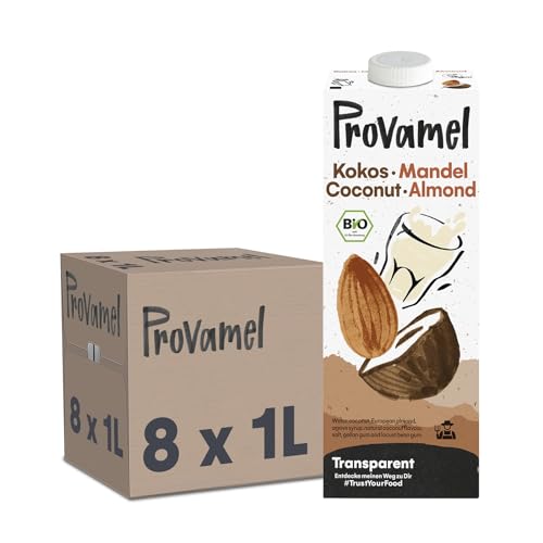 Provamel Organic-Bio Kokos-Mandeldrink, Pflanzlicher Drink, Vegan, Laktosefrei, Glutenfrei, UHT, 8x1 l (8er Pack) von Provamel