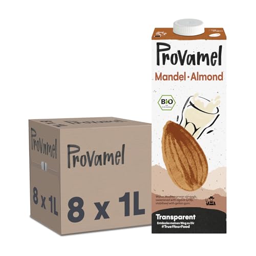 Provamel Organic-Bio Mandeldrink, Pflanzlicher Drink, Vegan, Laktosefrei, Glutenfrei, UHT, 8x1 l (8er Pack) von Provamel