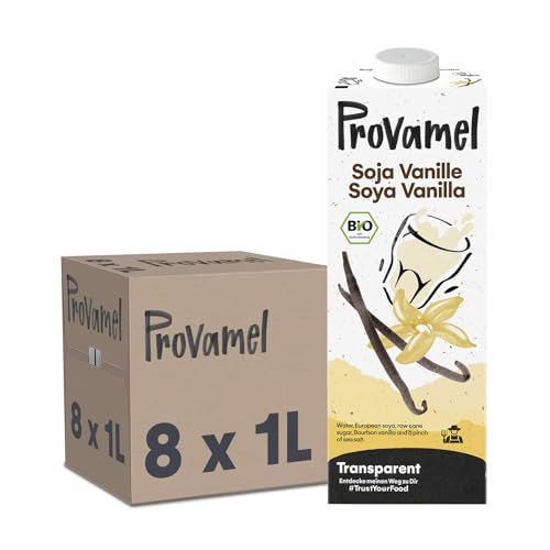 Provamel Organic-Bio Sojadrink Vanille, Pflanzlicher Drink, Vegan, Laktosefrei, Glutenfrei, UHT, 8x1 l (8er Pack) von Alpro