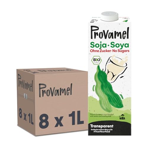 Provamel Organic-Bio Sojadrink ohne Zucker, Pflanzlicher Drink, Vegan, Laktosefrei, Glutenfrei, UHT, 8x1 l (8er Pack) von Alpro