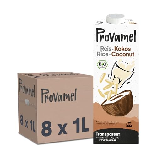 Provamel Organic Bio-Reiskosnussdrink, Pflanzlicher Drink, Vegan, Laktosefrei, Glutenfrei, UHT, 8x1 l (8er Pack) von Alpro