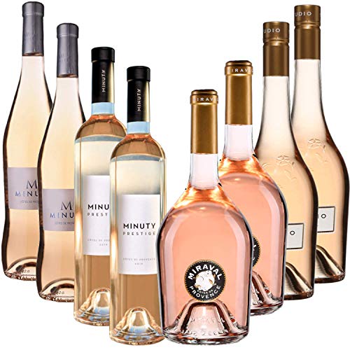 Best of Provence - Lot de 8 bouteilles - Minuty : M*2 / Prestige*2 - Miraval : Studio*2 / Jolie-Pitt*2 - Côtes de Provence Rosé 2019 (8 * 75cl) von ProvencePremiumRosé