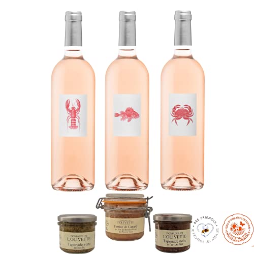 Box Apéro 100 % Provence : 3*Rosé – Mare Nostrum – Domaine de L’olivette – 2020 (75cl) + 2 tapenades + 1 Terrine Canard von ProvencePremiumRosé