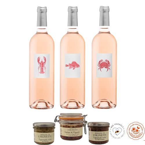 Box Apéro 100 % Provence : 3 Rosé – Mare Nostrum – Domaine de L’olivette – 2020 (75cl) + 2 tapenades + 1 Terrine Vigneron von ProvencePremiumRosé