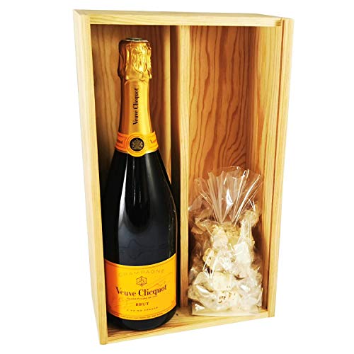 Champagne Veuve Clicquot - Karte Jaune & 150 Gramm Nougadets Speculoos - Jonquier Deux Frères - In Holzkiste von Wine And More