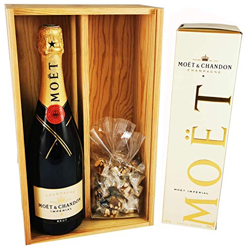 Champagner Moet & Chandon - Imperial Brut in Box & 150 Gramm Black Nougadets - Jonquier Deux Frères - In Holzkiste von ProvencePremiumRosé