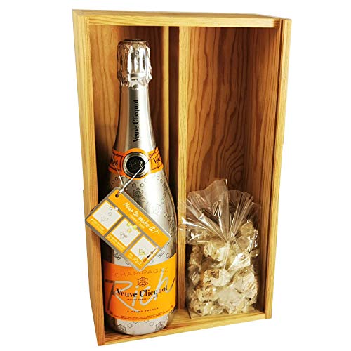 Champagner Veuve Clicquot - Rich Brut & 150 Gramm Nougadets Haselnüsse - Jonquier Deux Frères - In Holzkiste Champagner Veuve Clicquot - Rich Brut & 150 Gramm Nougadets Haselnüsse - Jonquier Deux Frères - In Holzkiste von Wine And More
