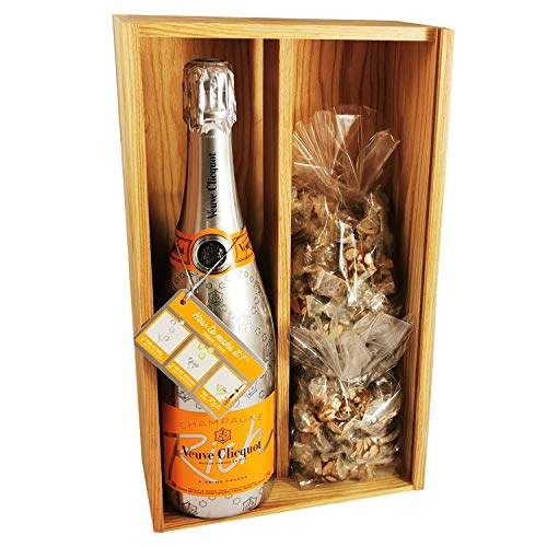 Champagner Veuve Clicquot - Rich Brut & 2 * 150 Gramm Black Nougadets - Jonquier Deux Frères - In Holzkiste von ProvencePremiumRosé