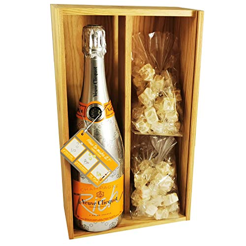 Champagner Veuve Clicquot - Rich Brut & 2 * 150 Gramm weiße Nougadets - Jonquier Deux Frères - In Holzkiste von ProvencePremiumRosé